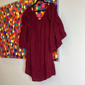 Maroon loose sleeves blouse